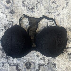Victoria’s Secret Black Lace Push-Up Bra Mesh Racerback 36D